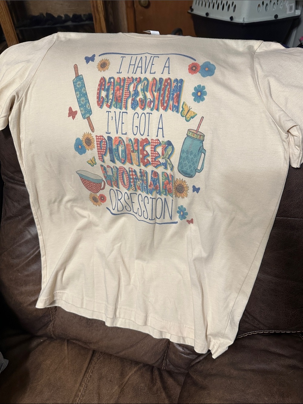 Bella Canvas Cream Short Sleeve Tee with Multicolor Pioneer Woman Graphic